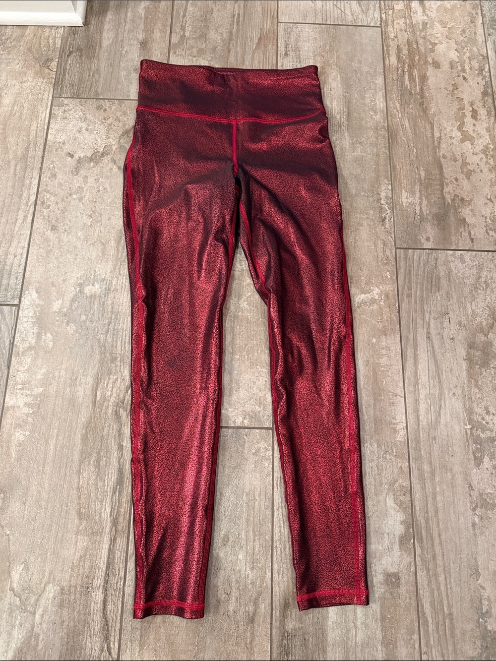 Mono B Metallic Red High-Waist Leggings